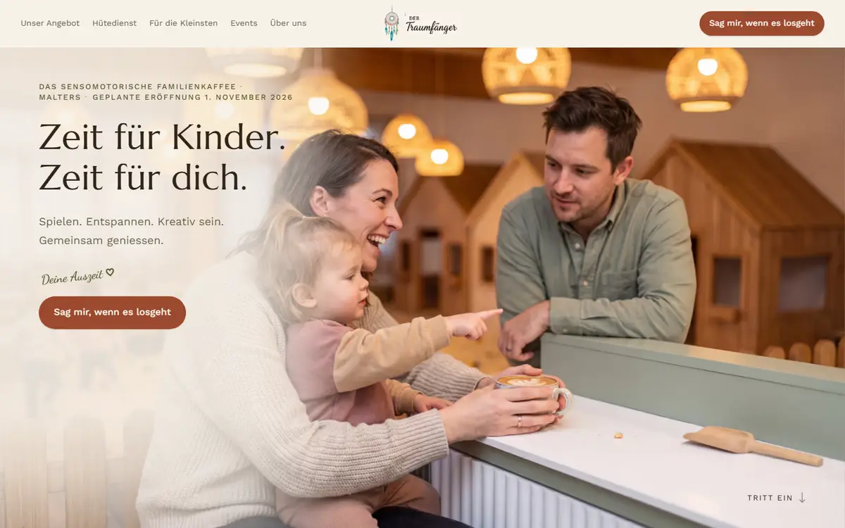 The Der Traumfaenger cafe homepage