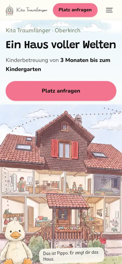 A concept homepage for a childcare centre in Switzerland